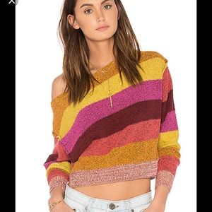 Free People Candyland Striped Cropped Sweater